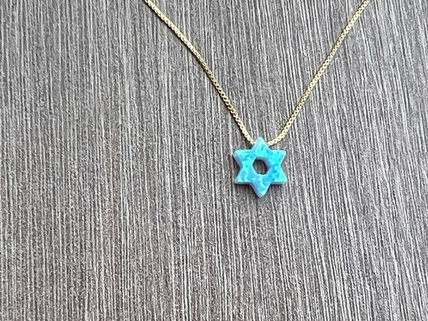 NEW !! Opal Star of David Sterling Silver or 14kt Gold Filled Necklace