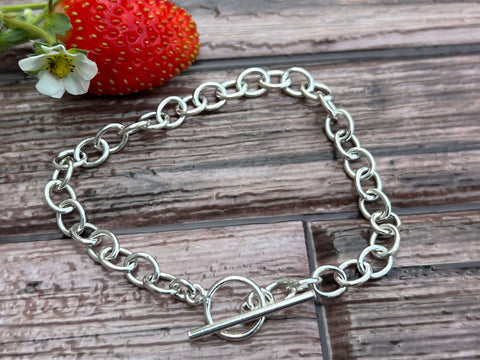 Sterling Silver Chunky Style Bracelet with Toggle Clasp