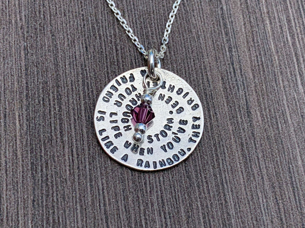 Sterling Silver Friendship Necklace with Birthstone