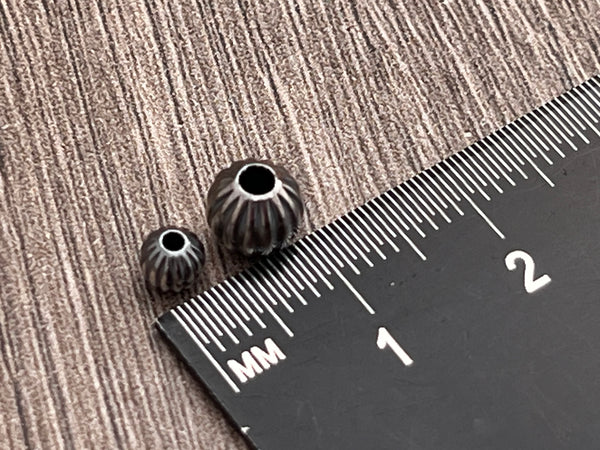 Navajo Corrugated Round Sterling Silver Beads