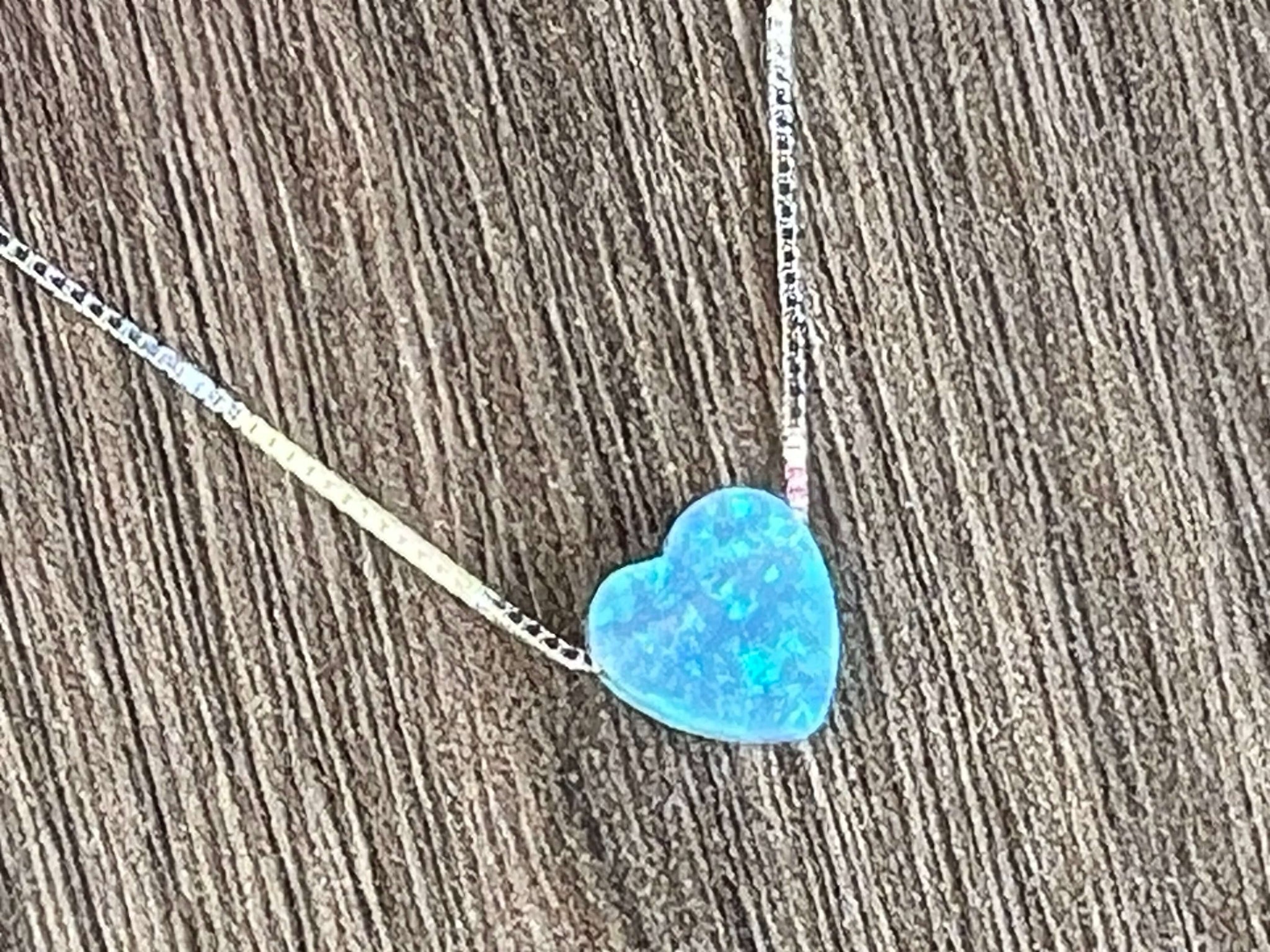Small Opal Heart Charm Sterling Silver or 14kt Gold Filled  Necklace