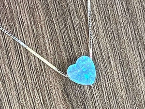 Small Opal Heart Charm Sterling Silver or 14kt Gold Filled  Necklace