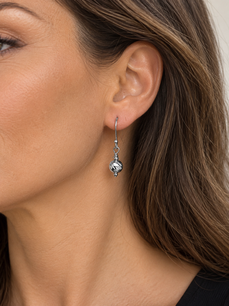 Sterling Silver Diamond Cut Ball Earrings - Disco - Dancing with Star Vibes