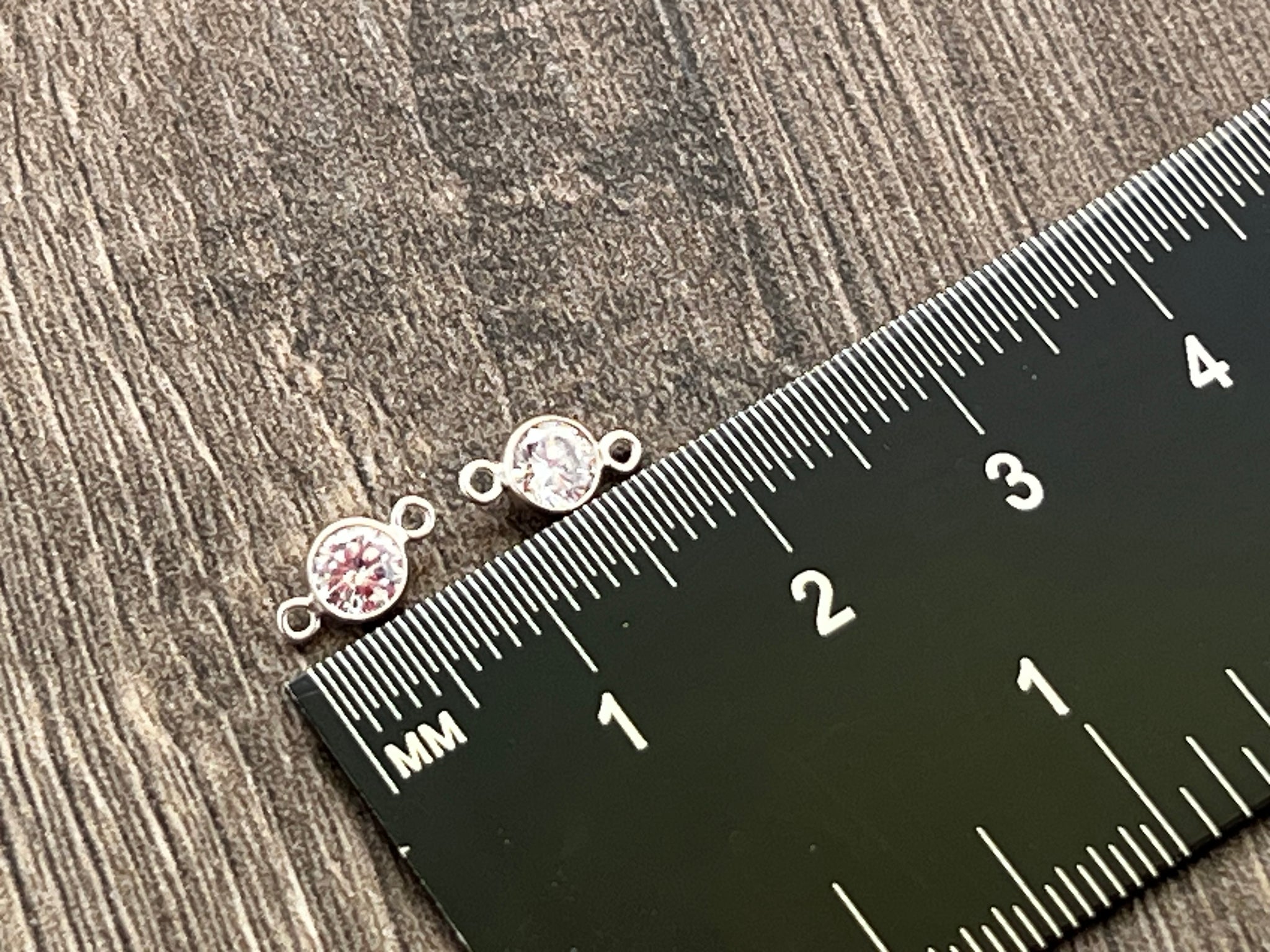 4mm Cubic Zirconia Bezel Connectors in Sterling Silver or 14kt Gold Filled - Limited Qty