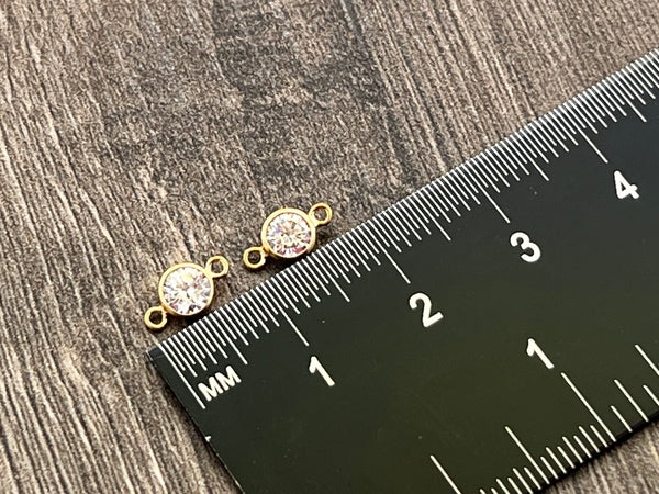 4mm Cubic Zirconia Bezel Connectors in Sterling Silver or 14kt Gold Filled - Limited Qty