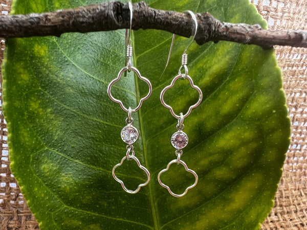 Sterling Silver Clover Dangle Earrings