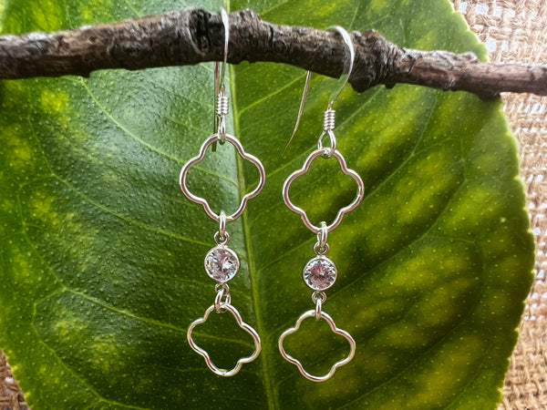 Sterling Silver or 14kt Gold Filled Clover Dangle Earrings