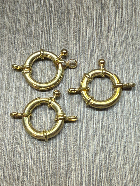 NEW ! 14kt Gold Filled 15.5mm Spring Ring w / Figure 8 Ring - Bolt Clasp