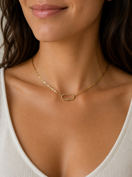 14kt Gold Filled Chocker Necklace with Carabiner Clasp