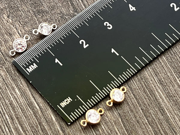 4mm Cubic Zirconia Bezel Connectors in Sterling Silver or 14kt Gold Filled - Limited Qty