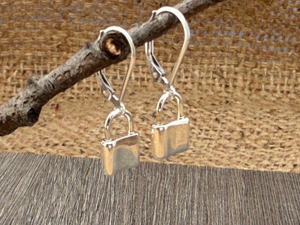 Sterling Silver Padlock Earrings