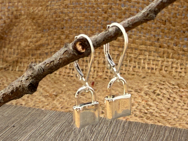Sterling Silver Padlock Earrings