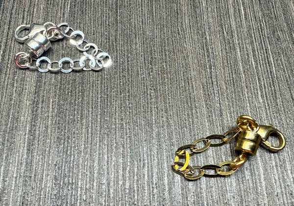 New !! Magnetic Clasp with Safety Chain - Sterling Silver or 14kt Gold Filled