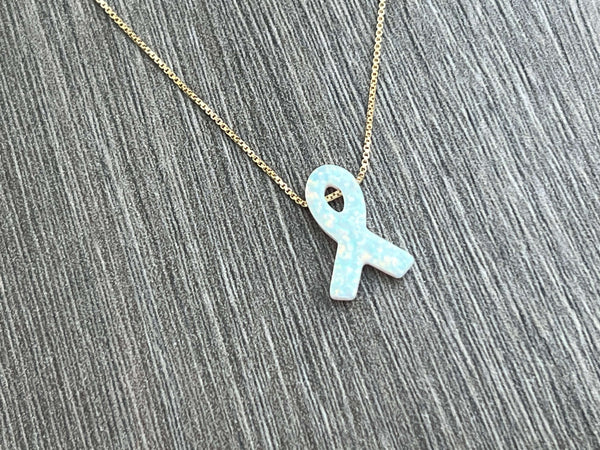 Opal Awareness Ribbon Sterling Silver or 14kt Gold Filled Necklace