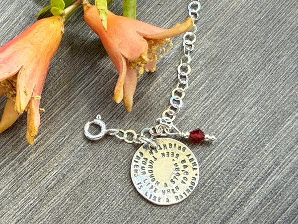 Sterling Silver Friendship Bracelet with Optional Birthstone