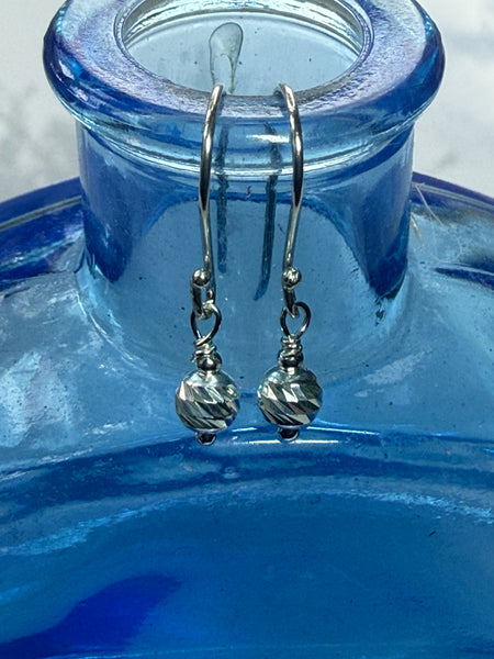Sterling Silver Diamond Cut Ball Earrings - Disco - Dancing with Star Vibes