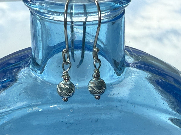 Sterling Silver Diamond Cut Ball Earrings - Disco - Dancing with Star Vibes