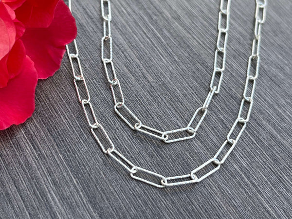 Sterling Silver Paperclip Necklace - 2 designs in 1 chain