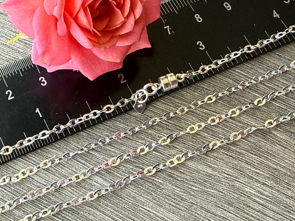 New ! Sterling Silver Necklace: Oval Link Chain with Magnetic Clasp - Choose your length