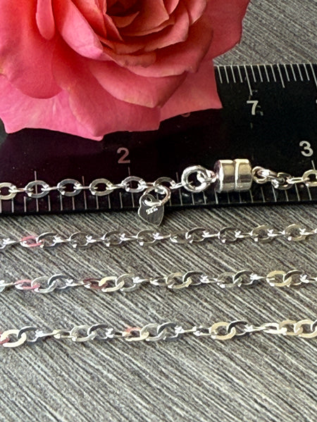 New ! Sterling Silver Necklace: Oval Link Chain with Magnetic Clasp - Choose your length