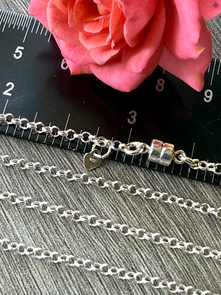New ! Sterling Silver Necklace: 2mm Rolo Chain with Magnetic Clasp - Choose your length