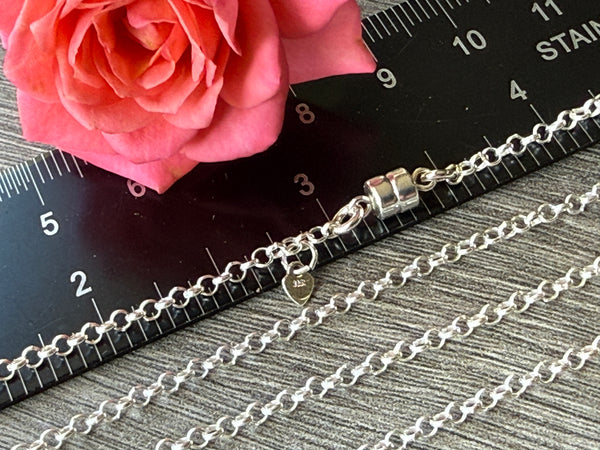 New ! Sterling Silver Necklace: 2mm Rolo Chain with Magnetic Clasp - Choose your length