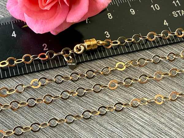 New ! 14kt Gold Filled Necklace: Round Link Chain with Magnetic Clasp - Choose your length