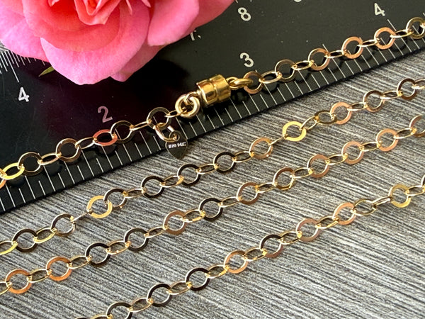 New ! 14kt Gold Filled Necklace: Round Link Chain with Magnetic Clasp - Choose your length