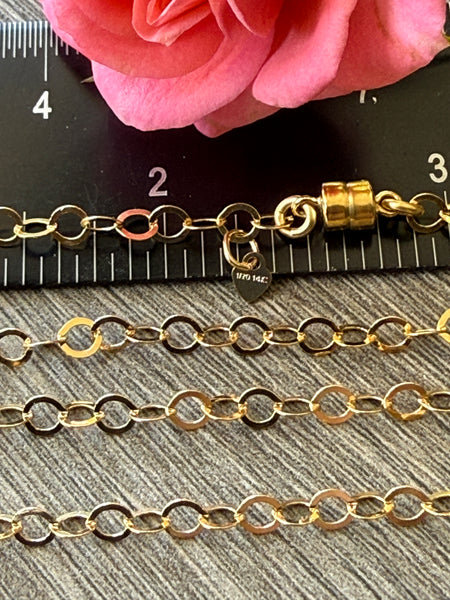 New ! 14kt Gold Filled Necklace: Round Link Chain with Magnetic Clasp - Choose your length