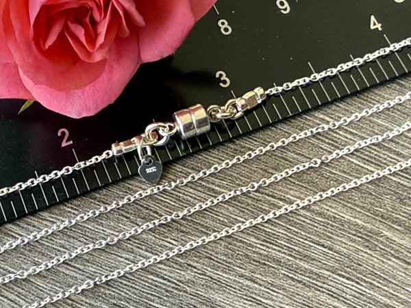 New ! Sterling Silver Necklace: 1mm Link Chain with Magnetic Clasp - Choose your length