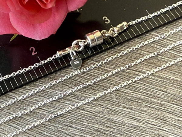 New ! Sterling Silver Necklace: 1mm Link Chain with Magnetic Clasp - Choose your length