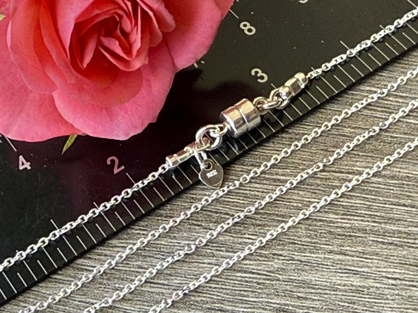 New ! Sterling Silver Necklace: 1mm Link Chain with Magnetic Clasp - Choose your length