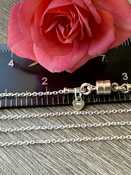New ! Sterling Silver Necklace: 1mm Link Chain with Magnetic Clasp - Choose your length