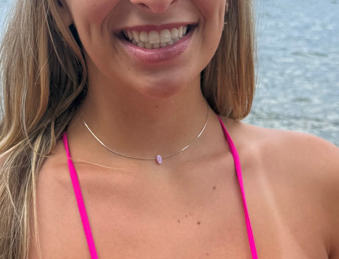 Small Opal Hamsa Sterling Silver Necklace
