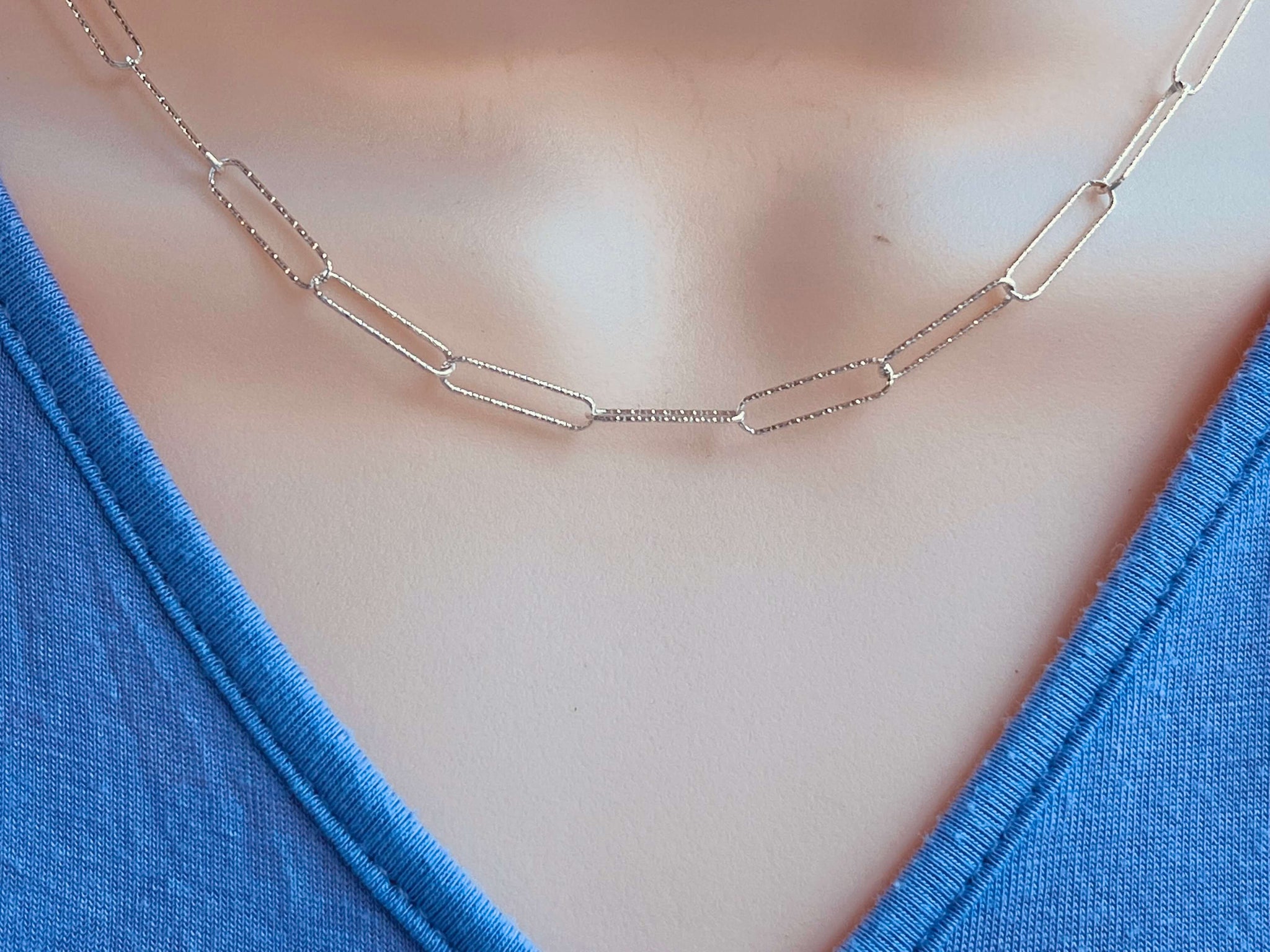 Sterling Silver Paperclip Necklace - 2 designs in 1 chain