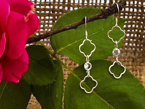 Sterling Silver Clover Dangle Earrings