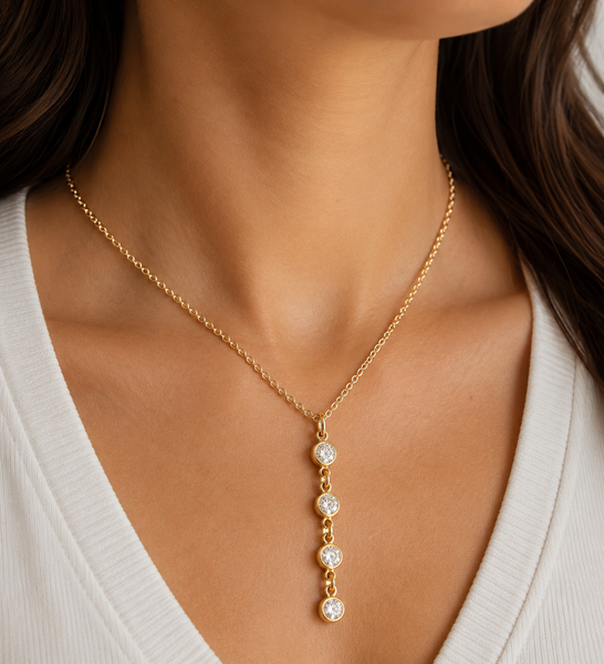 14kt Gold Filled Lariat with Cubic Zirconium