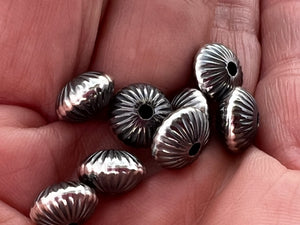 Navajo Corrugated Saucer Pearls Sterling Silver Beads
