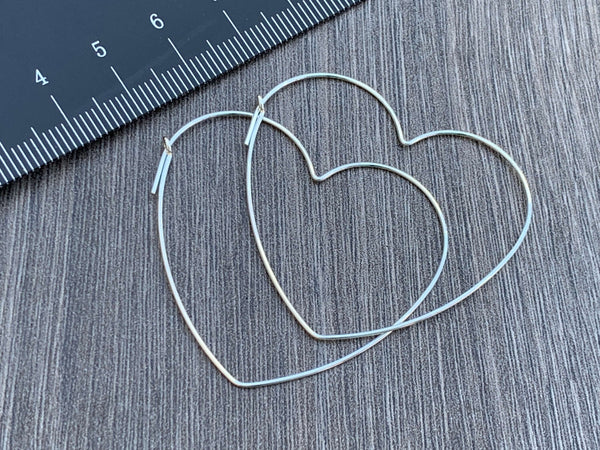Sterling Silver Heart Shaped Beading Hoops
