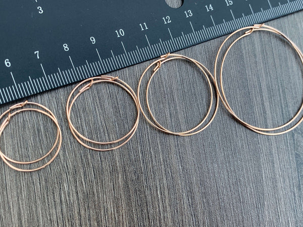 14kt Rose Gold Filled Beading Wire Hoop Earrings