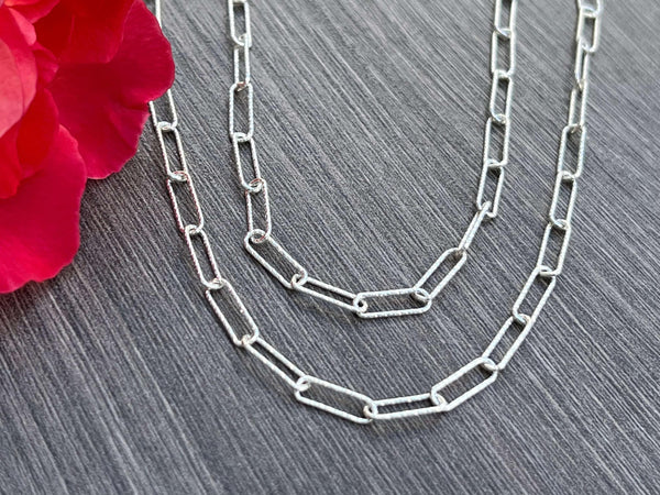 Sterling Silver Paperclip Sparkly Chain  - Available in 2 sizes