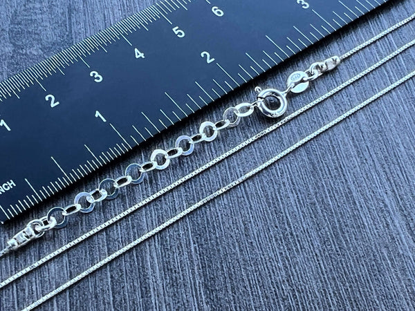 Sterling Silver Necklace with 2" Extender -  0.7mm Box Chain