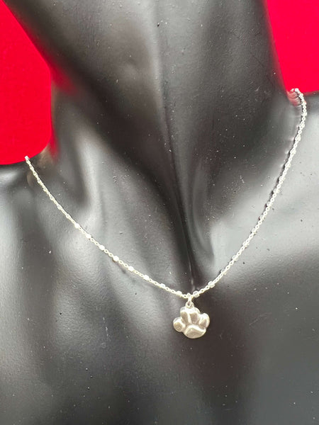 Sterling Silver or 14kt Gold Filled Necklace with Paw Charm