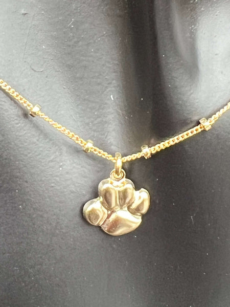 Sterling Silver or 14kt Gold Filled Necklace with Paw Charm