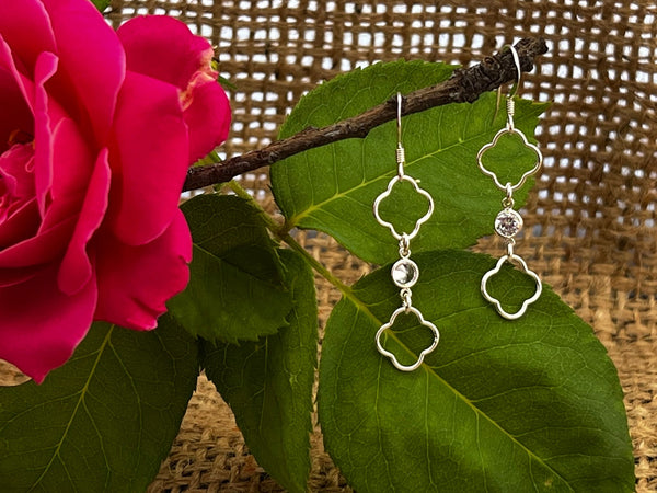 Sterling Silver or 14kt Gold Filled Clover Dangle Earrings