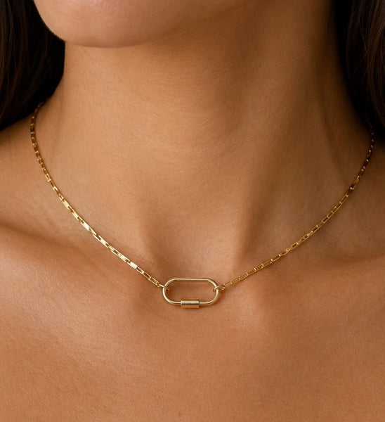 14kt Gold Filled Chocker Necklace with Carabiner Clasp