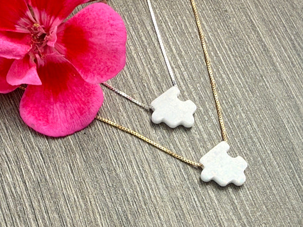 Puzzle Necklace Sterling Silver or 14kt Gold Filled - Autism Awareness ,Friendship Opal Charm Necklace