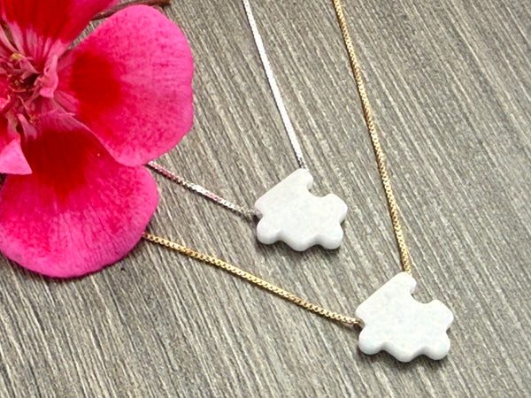 Puzzle Necklace Sterling Silver or 14kt Gold Filled - Autism Awareness ,Friendship Opal Charm Necklace
