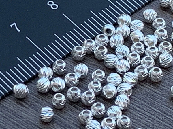 925 Sterling Silver Beads Diamond Cut Beads