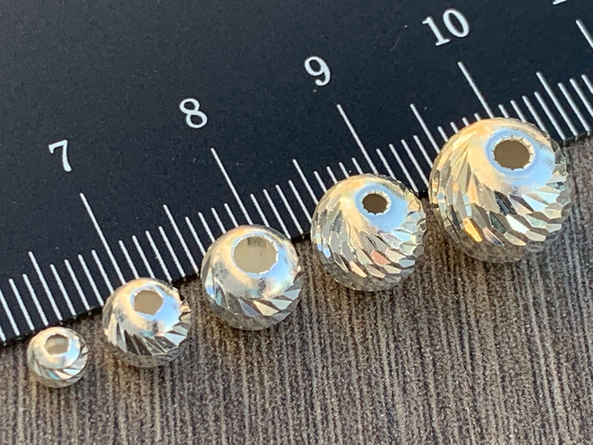 925 Sterling Silver Beads Diamond Cut Beads  - Bag of  500 Bead